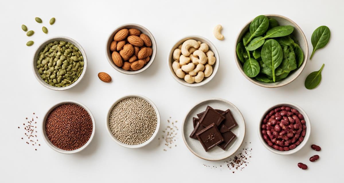 Magnesium-rich Indian foods, pumpkin seeds, almonds, cashews, spinach, ragi, bajra, dark chocolate and rajma