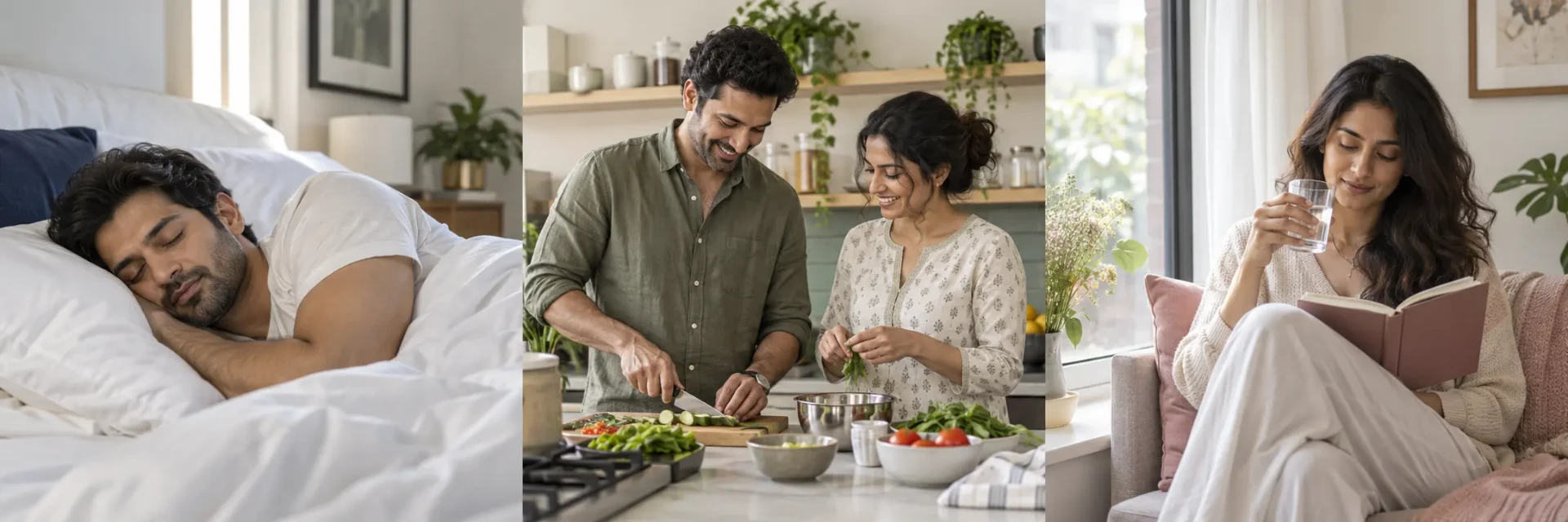 Illustrative photograph of a couple preparing a meal
