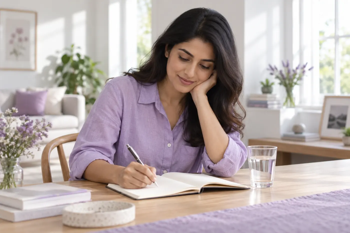 Illustrative scene of an adult writing in a journal